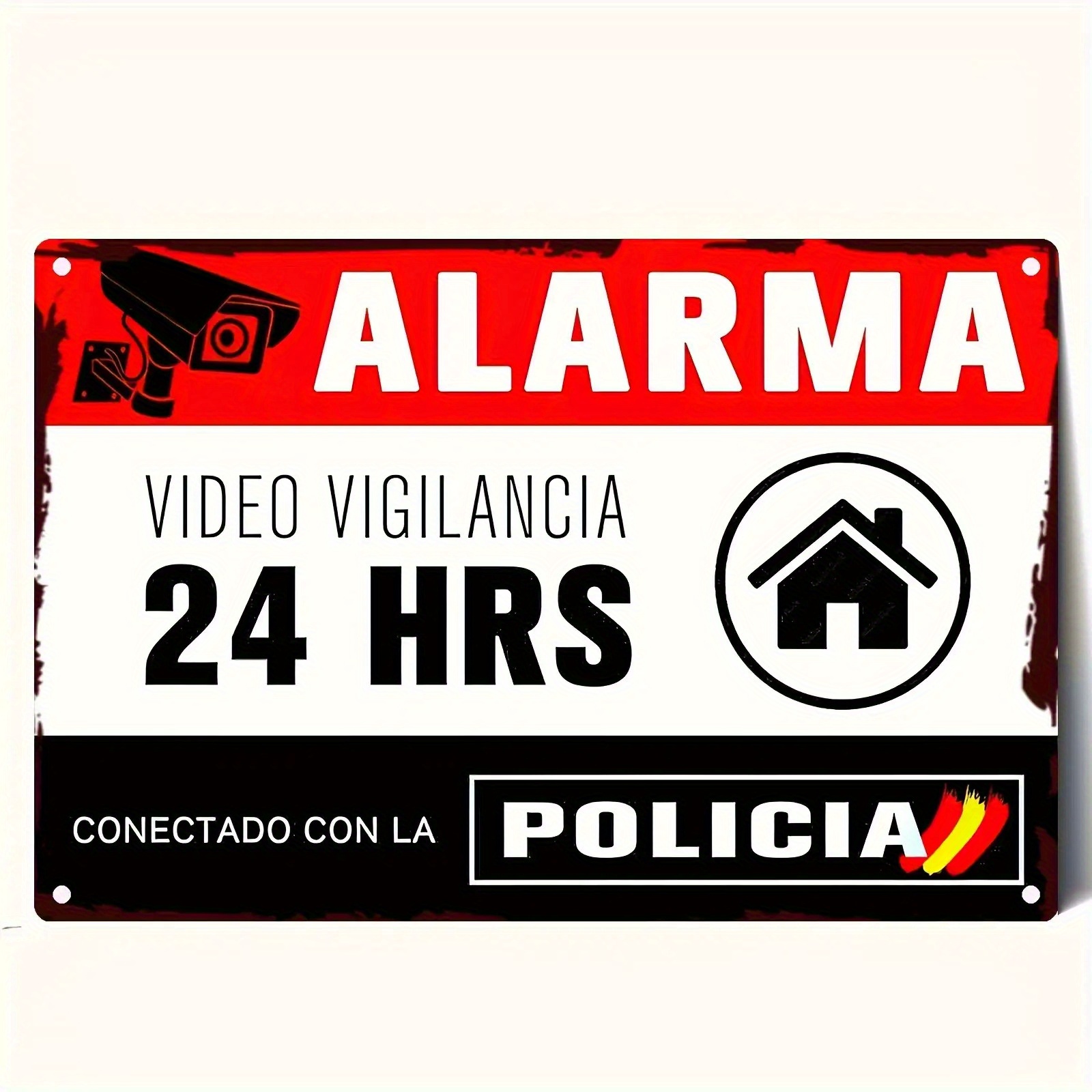Home Yard Security - Targa Vintage Spagnola ALARMA 24 Ore