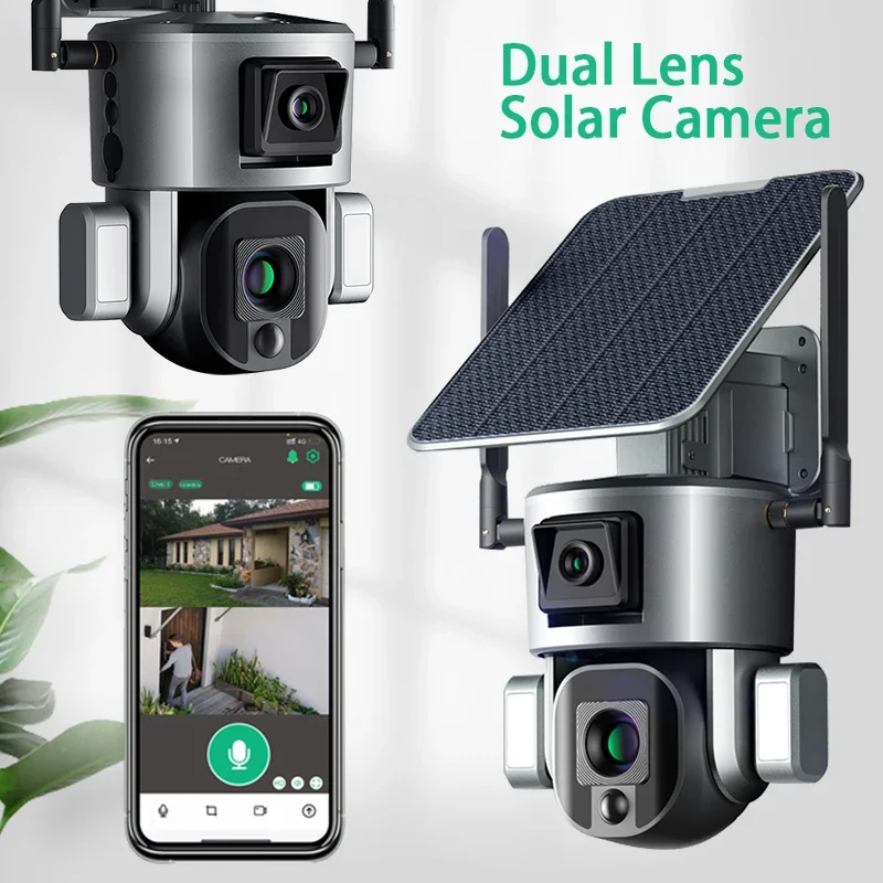 Home Security Cameras Uk - Telecamera solare wireless 4G Doppia lente