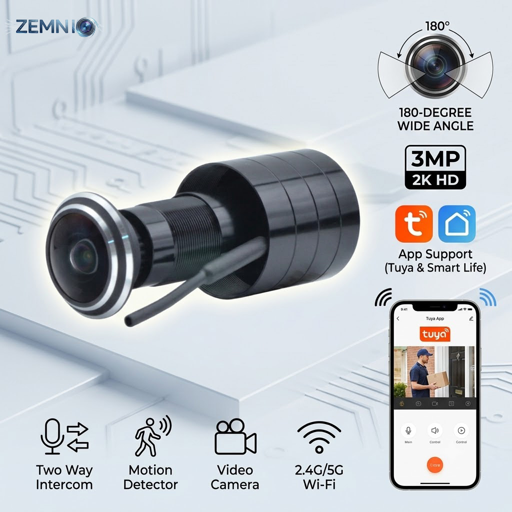 Home Security Front Door Camera - 180 ° Telecamera Spioncino 3MP 2K,